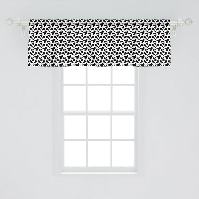 Ambesonne Cow Print Window Valance Pack of 2, Animal Hide Pattern Spots Farm Life Cattle Camouflage Animal Skin, Rod Pocket Curtain Valances for Kitchen Bedroom, 42" X 18", Charcoal Grey White