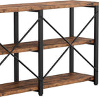 IRONCK Rustic Entryway Console Table, Long Hallway Table 55 in 3-Tier, TV Stand Entertainment Center Media Stand for Living Room, Industrial Style, Vintage Brown