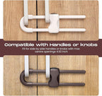 Jetec 10 Pieces Cabinet Locks for Babies, U-Shaped Proofing Drawers Safety Child Locks Adjustable, Easy to Use Childproof Latch for Knob Handle on Kitchen Door Storage Cupboard Closet (Brown,White)