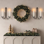 Wall Candle Holder Set of Two, Metal Black Candle Sconces Wall Decor, Hanging Candle Holder Fits Taper Candle/LED Tea Lights, Wedding Housewarming Gifts for Farmhouse Living Room Fireplace