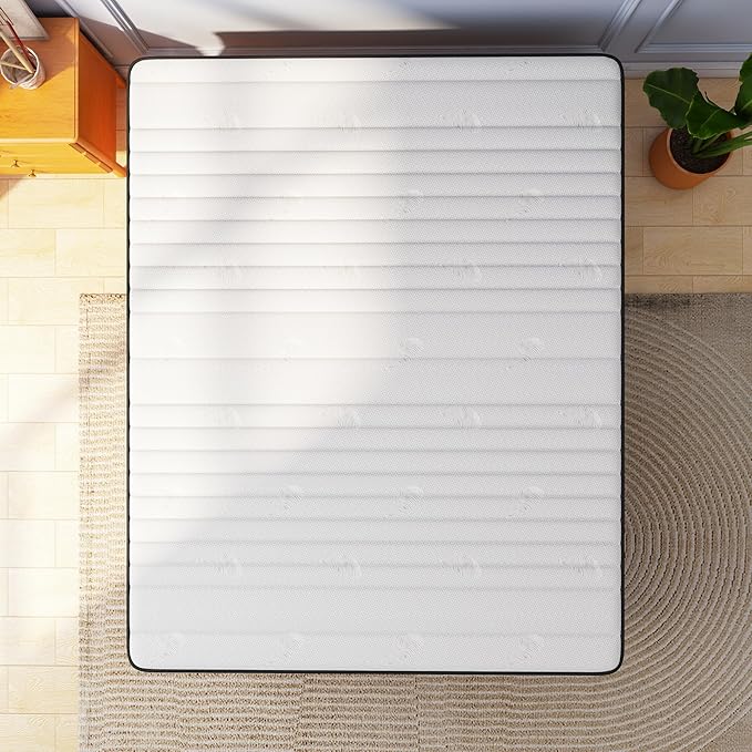 Swbvs Queen Mattress, 12 Inch Queen Size Mattress Bed in a Box, Memory Foam & Pocket Springs, Medium Feel, Cool Sleep & Pressure Relief, 120-Night Trial
