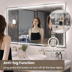 72"X40" LED Bathroom Mirror with Front Lights and Backlit, Anti-Fog, Dimmable, Shatter-Proof Tempered Glass, Lighted Bathroom Vanity Mirror for Wall with 3 Colors, Memory Function