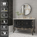 24 Inch Round LED Bathroom Mirror, Black Metal Framed Lighted Mirror for Bathroom, Wall Mouted LED Vanity Mirror with Lights, 3 Colors and Stepless Dimmable, Anti-Fog, Memory