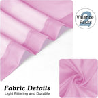 Chyhomenyc Pink Curtains Over Sink 36 Inch Length 2 Panels, Light Filtering Short Rod Pocket Voile Sheer Drapes for Bathroom Living Room Small Windows, Each 42W x 36L inches
