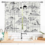Vintage Nautical Curtains, Marine Coastal Sailboat Compass Anchor Ocean Beach Old Pirate Map Retro Window Drapery Treatments for Bedroom Living Room Kitchen Bathroom 2 Panels, 55x39 Inch