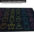 Zety - Nylon School Girl Style Classroom Rugs Elementary - 7.6x12 FT - Playroom and Toddler Rugs- Educational Smiley face Rug for Kids Room, Classroom, Daycare, and Home Learning - Black Pastel Rug