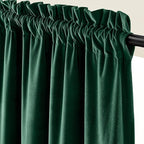 Lazzzy Velvet Blackout Curtains Thermal Insulated Room Window Drapes Super Soft Luxury Curtains for Living Room Bedroom Rod Pocket 2 Panels, Emerald Green, 52" W x 84" L