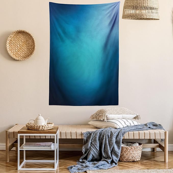 Ambesonne Navy Blue Tapestry, Abstract Vibrant Shaded Digital Color on Plain Background Bohemian Print, Wall Hanging for Bedroom Living Room Dorm, 60" X 80", Turquoise Navy