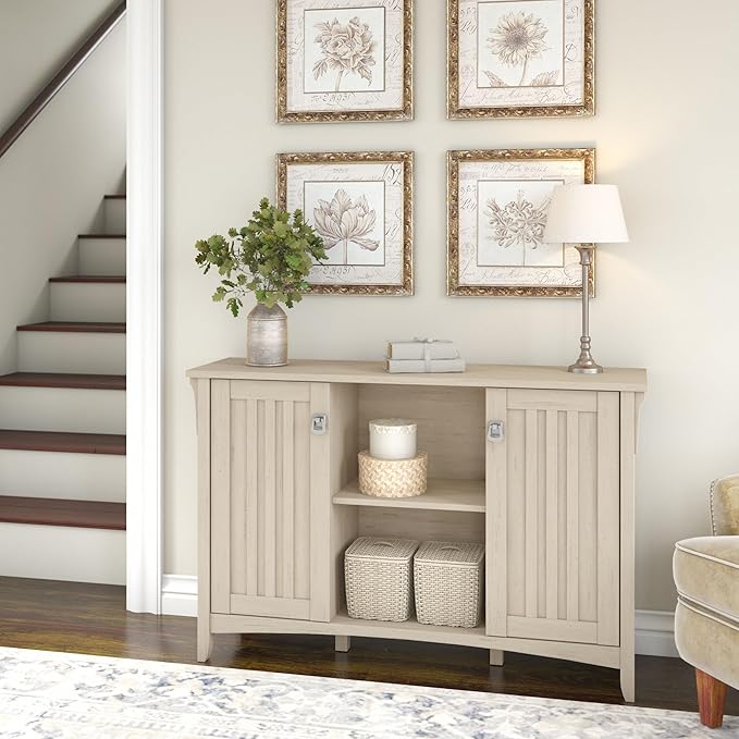 Bush Furniture Salinas Accent Storage Cabinet with Doors and Shelves, Farmhouse Cabinet Buffets & Sideboards
