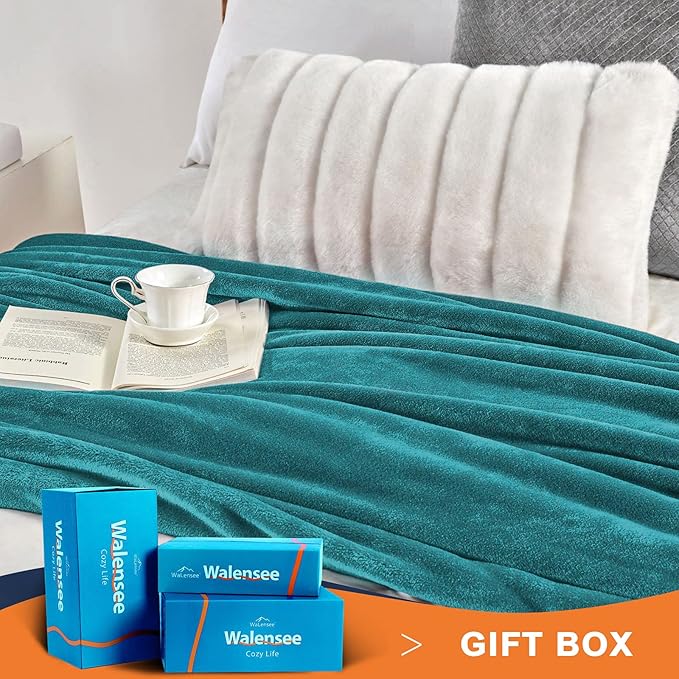 Walensee Fleece Blanket Plush Throw Fuzzy Lightweight (King Size 108x90 Teal) Super Soft Microfiber Flannel Blankets for Couch, Bed, Sofa Ultra Luxurious Warm and Cozy for All Seasons