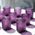 Woho 12pcs Purple Votive Candle Holders, Glass Tealight Candle Holder for Vintage Halloween Party Decor, Tea Lights Candle Holder for Wedding Engagement Table Centerpiece