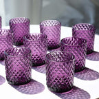 Woho 12pcs Purple Votive Candle Holders, Glass Tealight Candle Holder for Vintage Halloween Party Decor, Tea Lights Candle Holder for Wedding Engagement Table Centerpiece