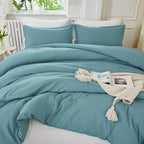 Litanika Comforters Grayish Teal Oversized King Size, 3 Pieces Lightweight Solid Bedding Comforter Set, All Season Fluffy Bed Set (120x98In Comforter & 2 Pillowcases)