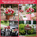 Zeyune 16 Bunches 12 Inch Artificial Mini Rose Bouquet 160 Heads Bridal Flower Bouquets Fake Silk Rose Bulk for Wedding Bridal Shower Christmas Home Office Garden Decoration(Pink and Red)
