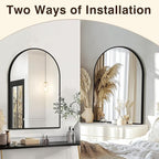 FICTOR Bathroom Mirror for Wall,2 Pack 24”x36” Arched Vanity Bathroom Mirror for Over Sink, Metal Framed with HD Shatter-Proof Glass for Entryway, Living Room,Bedroom(Black)