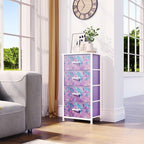 YITAHOME Purple Dresser with 4 Drawers - Storage Tower Unit, Dresser for Bedroom, Living Room, Closets - Sturdy Steel Frame, Wooden Top & Easy Pull Fabric Bins