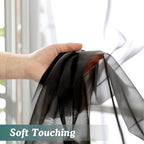 Chyhomenyc Black Sheer Curtains 84 Inches Long 2 Panels, Light Filtering Black Curtains for Living Room, Soft Gentle Voile Rod Pocket Bedroom Window Drapes, 59Wx84L Inch, 2PCS