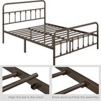 Yaheetech Classic Metal Platform Bed Frame Mattress Foundation with Victorian Style Iron-Art Headboard/Footboard/Under Bed Storage/No Box Spring Needed/Queen Size Bronze