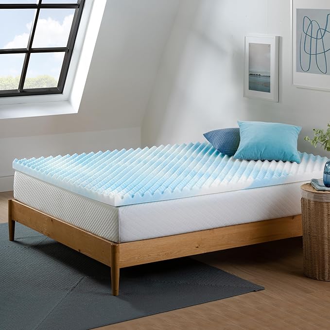 ZINUS 2 Inch Swirl Gel Cooling Memory Foam Mattress Topper, Smaller, More Convenient WonderBox Packaging, Cooling, Airflow Design, CertiPUR-US Certified, Full