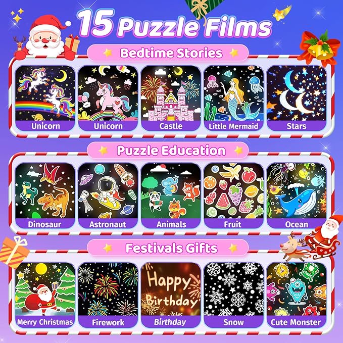 Christmas Gifts for Kids Toys,15 Films Star Lights for Ceiling Projector +15 Sleep Sounds Machine Baby Night Lamp,Remote Timer Cute Pink Nursery Lamp,Exquisite Gifts for Kids Baby Girl Toddler