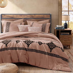 MaiRêve Embroidery Queen Size Comforter Set Dusty Pink, Boho Farmhouse Western Bedding Set 7 Pieces, All Season Bed in A Bag Comforter Set with Sheets, Pillowcases & Shams