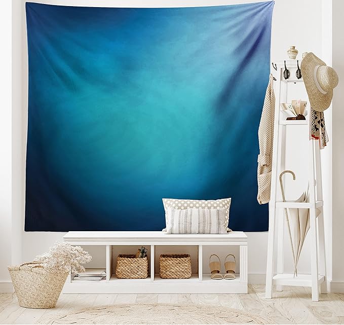 Ambesonne Navy Blue Tapestry, Abstract Vibrant Shaded Digital Color on Plain Background Bohemian Print, Wide Wall Hanging for Bedroom Living Room Dorm, 60" X 40", Turquoise Navy