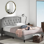 ZINUS Kellen Upholstered Scalloped Platform Bed Frame, Mattress Foundation, Wood Slat Support, No Box Spring Needed, Easy Assembly, Full