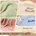 Personalized Embroidered Baby Blanket for Boys/Girls, Cotton Chunky Knit Customized Swaddle with Name, 40 * 30 inches, Handmade Receiving Nursery Blankets, Newborn, Birthday
