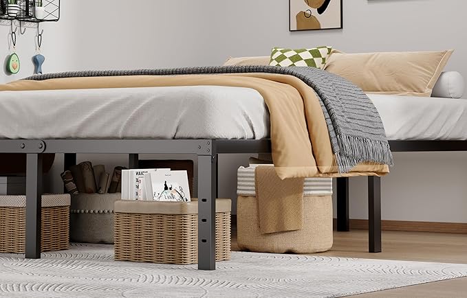 Metal Bed Frame King Size - 16 Inch Heavy-Duty King Platform Bed Frame No Box Spring Needed, Easy Assembly, Noise-Free, Sturdy Mattress Foundation, Underbed Storage Space