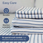 Queen 6 Piece Sheet Set - Comfy Breathable & Cooling - Soft Hotel Luxury Bedding Set with 8-16 Inch Deep Pockets - 1 Flat & 1 Fitted Sheet & 4 Pillowcases - Wrinkle Free & Easy Care - Blue Stripes 2