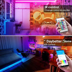TJOY 200ft Smart Led Strip Lights for Bedroom, Alexa Light Strip,2835 RGB Color Changing Music Sync Rope Lighting with App Remote,Multi-Color Wireless Led Lighting for Bedroom (APP+Remote+Voice)