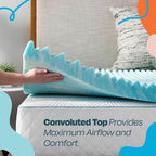 Linenspa 2 Inch Convoluted Gel Swirl Memory Foam Mattress Topper - Promotes Airflow - Relieves Pressure Points - Full