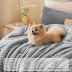 BEDELITE Fleece Twin Comforter Set -Super Soft & Warm Fluffy Light Grey Bedding, Luxury Fuzzy Heavy Bed Set for Winter with 1 Pillow case