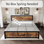 LIKIMIO California King Bed Frame with Headboard and Footboard, Metal Strong Supports, Easy Assembly, Noise-Free, No Box Spring Needed, Vintage Brown