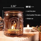 12 Pcs Vintage Amber Votive Candle Holders- Glass Amber Candle Holder for Centerpiece Table Decorations, Tea Light Candle Holders for Wedding Decor, Fall Decor, Thanksgiving and Christmas