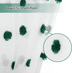 MYSKY HOME 84 Inch Long Christmas Curtains for Living Room Hunter Green Pom Pom Curtains for Bedroom White Sheer Nursery Curtains for Kids Room Rod Pocket Privacy Windows Drapes 52" x 84" 2 Panels