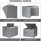 122L Large Toy Chest Box with Lid, Foldable Toy Storage Organizer Bin Boxes with Removable Divider for Kids, Boys, Girls, Nursery, Playroom, 26"x17" x17"(Linen Gray)