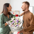 Hotop 20 Pcs Artificial Flowers Velvet Realistic Roses and Latex Lilies Flowers Bouquet Decorations Arrangements for Home Table Centerpieces Independence Day(Purple, White)