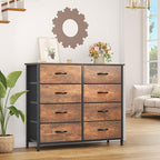 YITAHOME 8 Drawers Fabric Dresser, Furniture Storage Tower Cabinet, Organizer for Bedroom, Living Room, Hallway, Closet, Sturdy Steel Frame, Wooden Top, Easy-to-Pull Fabric Bins