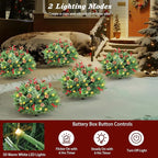 Lewondr Set of 2 Prelit Pathway Christmas Trees, 20.87" Outdoor Christmas Tree with 50 LED Lights, Pine Cones Red Berries, Battery Operated Outdoor Xmas Decor for Yard Home Porch