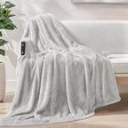 Exclusivo Mezcla Plush Fuzzy Fleece Throw Blanket Extra Large, Super Soft, Fluffy and Warm Blankets for Couch, Bed, Suitable for All Seasons (50x70 Inches, Light Grey)