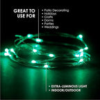 2 Sets 20 LEDs Green Color String Lights Silver Wire Indoor and Outdoor 6.5 Feet Firefly Starry Fairy Lights Battery Powered for DIY, Christmas, Holidays, Party, Bedroom and Centerpieces