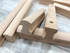 2Pcs Unfinished Beech Wood Solid Furniture Pulls Handles,Unfinished Unpainted Paintable Wooden Handles Cupboard Closet Drawer Handle Pull,Length 5.12",Hole Dis.3.78"