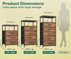 Huuger Night Stand with Charging Station, 4 Drawer Dresser for Bedroom, Bedside Table, 33.9 Inch Tall Nightstand with Open Shelf, End Table, for Closet, Entryway, Bedroom, Rustic Brown
