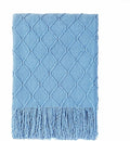 BOURINA Blue Throw Blanket 60x80 Inches Throw Textured Solid Soft Sofa Throw Couch Knitted Decorative Blanket