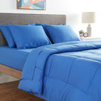 Sweet Home Collection 7 Piece Comforter Set Bag Solid Color All Season Soft Down Alternative Blanket & Luxurious Microfiber Bed Sheets, Royal Blue, Full