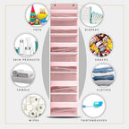 HOMELUX THEORY 1 PC Heavy Duty Over the Door Organizer 55x14x6.7, 6 Large Front & 12 Side Pockets, Hanging Storage Closet Door Organizer for Bedroom, Bathroom and Baby Nursery Storage (Baby Pink)