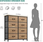 YITAHOME Dresser with 8 Drawers - Fabric Storage Tower, Organizer Unit for Bedroom, Living Room, Hallway, Closets - Sturdy Steel Frame, Wooden Top & Easy Pull Fabric Bins, Burlywood Grain