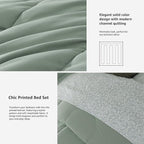 Monbix Full Comforter Set - 7 Pieces Sage Green Bed in a Bag Full Size Track Stitching Bedding Sets, All Seasons Down Alternative Comforter with Sheets,Pillowcases & Shams