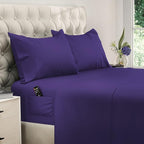 DREAMCARE California King Sheet Sets - Cooling Bed Sheets - 4pcs Set - up to 15" Deep Pocket Cal King Sheets - California King Sheets - Soft & Lasting 100% Brushed Polyester with Side Pocket - Purple